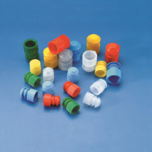 Tapones con solapa para probetas desechables para laboratorio marca kartell